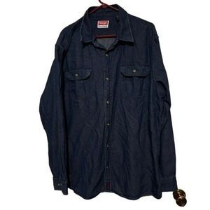 Wrangler Size XLT Long Sleeved Denim Button Shirt